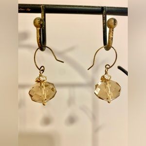 Adorable Light Tan Faceted Drop Earrings